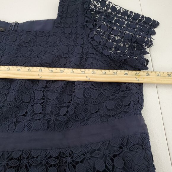 Talbots Womens Navy Floral Lace A Line Dress Size 24W Square Neck Short Sleeve - Picture 6 of 8
